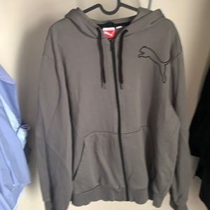 Grey puma zip up hoodie